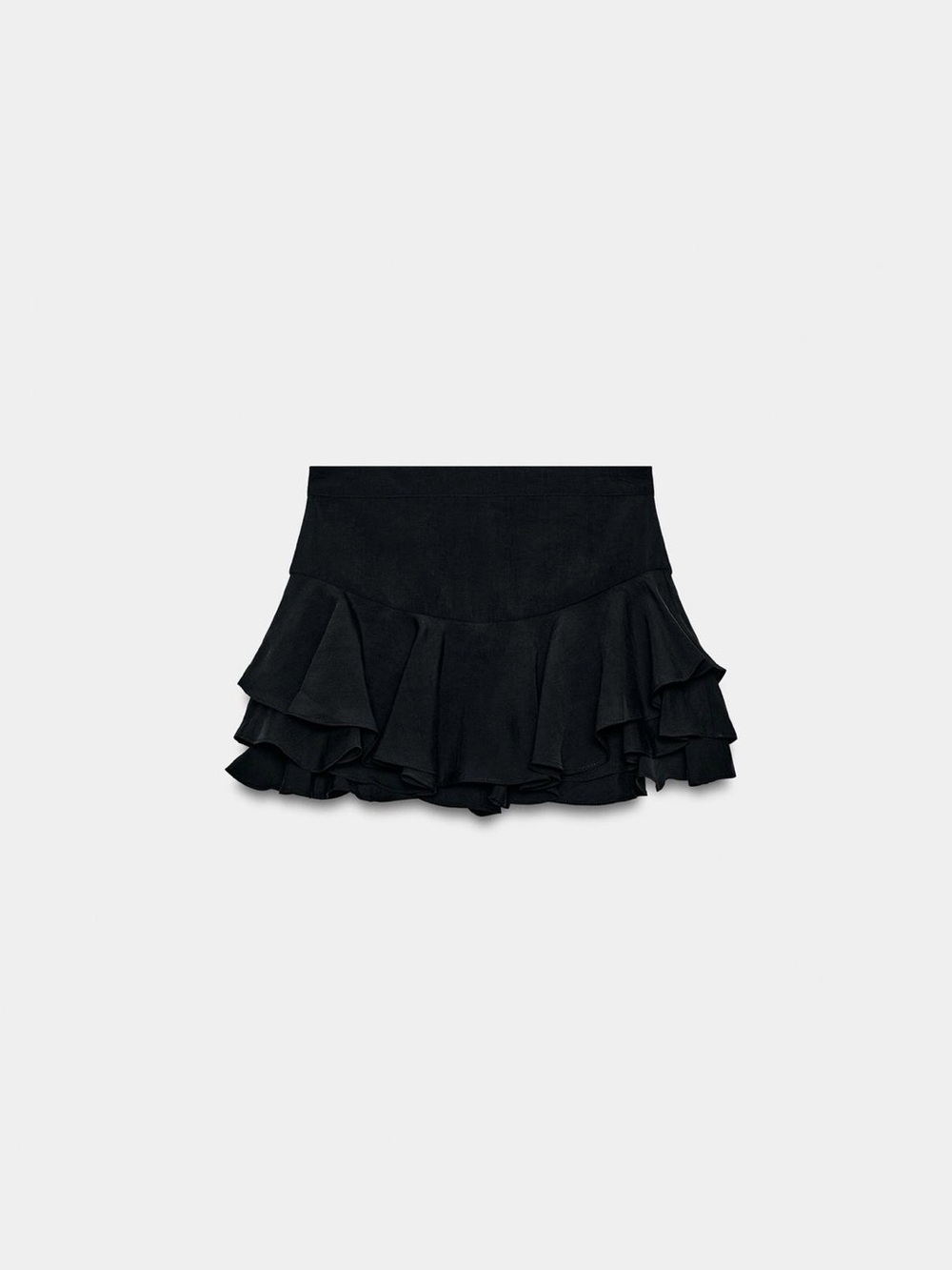 Zara Black Tiered Ruffle Mini Skirt